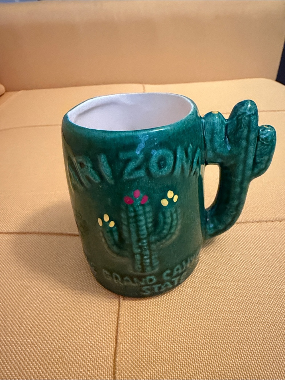 Vintage Green Arizona Cactus Ceramic Mug made in Arizona